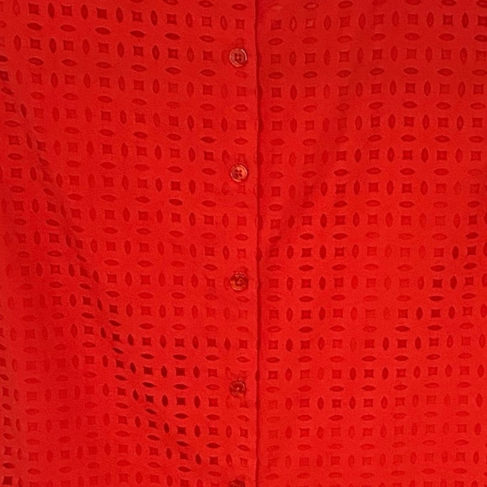 Cynthia Rowley Laser Cut Eyelet Lined Button Back Tank in Orange, XS - Picture 9 of 11